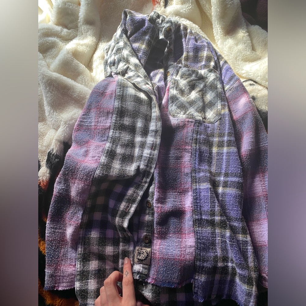 Bdg Purple Soft Patchwork Flannel - image 1